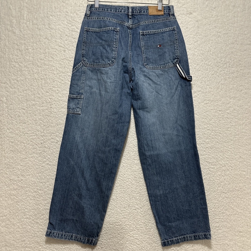 Vintage 90s Y2K Tommy Hilfiger Utility Carpenter Relaxed‎ Mid Rise Jeans Size 22